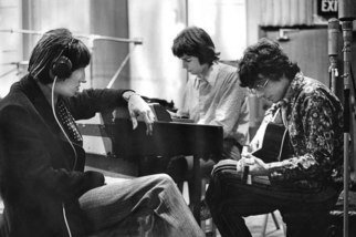Paul Berriff: 'Pink Floyd Abbey Road', 1967 Black and White Photograph, Music.  Pink Floyd in a recording session at Abbey Road Studios in London 1967.  They were recording Scarecrow for their first album Piper At The Gates of Dawn.  This is a limited edition and is signed on the verso by photographer Paul Berriff with limited edition number and authenticity certificate. ...
