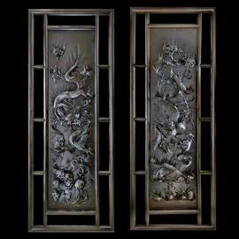 Pavel Sorokin: 'Dragon  phoenix wall decorative pair of  panels ', 2016 Wood Sculpture, Animals. Artist Description:  This dyptich made of sophisticatedly- carved dark tinted rose wood, with Dragon and Phoenix images in classical Chinese style. Nice decoration for oriental or any modern interior. ...