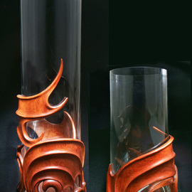 Pair Of Interior Vases Amandin Carved Of Rose Wood, Pavel Sorokin
