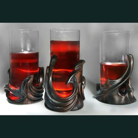 Set of  three glassholders and bottle holder By Pavel Sorokin