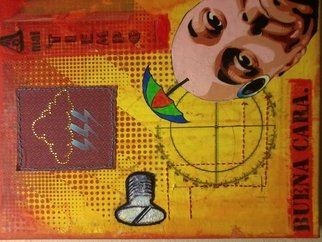 Eduardo Acevedo: 'A mal tiempo, buena cara', 2011 Acrylic Painting, Figurative.  Acylics, tranfer paper, silver leaf technique, collage, rhinstone. ...