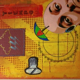 Eduardo Acevedo: 'A mal tiempo, buena cara', 2011 Acrylic Painting, Figurative. Artist Description:  Acylics, tranfer paper, silver leaf technique, collage, rhinstone. ...