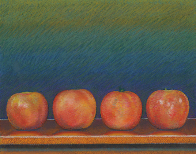 Artist P. E. Creedon. 'Four Apples' Artwork Image, Created in 2011, Original Pastel. #art #artist