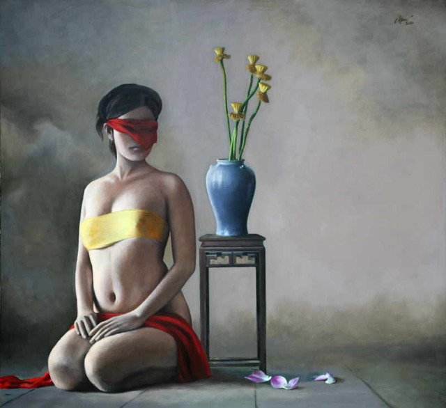 Artist Chau Pham. 'Lotus02' Artwork Image, Created in 2010, Original Painting Oil. #art #artist