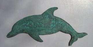 Phil Parkes: 'Dolphin ', 2002 Metalsmith, nature. Dolphin, hand hammered and cut from copper using chasing and repousse techniques. Wall decor....