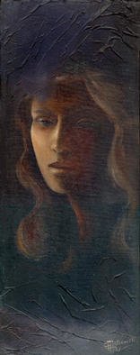 Philip Hallawell: 'Muse 6', 1999 Oil Painting, Inspirational. This painting was done in the chiaroscuro technique on canvas on wood, so as to be able to portray the type of inspiration that slowly emerges into light....