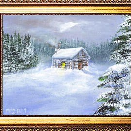 Michael Pickett: 'A Cabin Snow Scene', 2010 Acrylic Painting, Landscape. Artist Description:   You can learn how to paint this painting yourself. Go to www. pickettonline. com and click on Enter, then click on the YouTube link. Thank You. ...