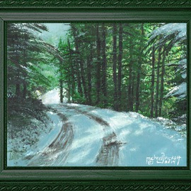 Michael Pickett: 'Country Road Snow Scene ', 2014 Acrylic Painting, Landscape. Artist Description:    You can learn how to paint Country a  Road Snow Scene. Go to pickettonline. com, click on ENTER, and on the top left corner click on the You- Tube link.   ...
