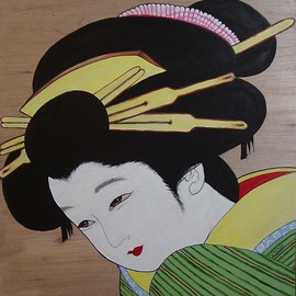 Michael Pickett: 'Geisha Girl ', 2012 Acrylic Painting, Romance. 