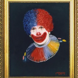 Michael Pickett: 'Self Portrait  As A Clown', 1992 Acrylic Painting, Portrait. 