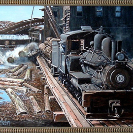 Michael Pickett Artwork The Mill, 2007 Acrylic Painting, Trains