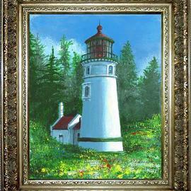 Michael Pickett: 'Umpqua River Lighthouse', 2013 Acrylic Painting, Landscape. Artist Description:      You can learn how to paint The Umpqua River Lighthouse. Go to pickettonline. com, click on ENTER, and on the top left corner click on the You- Tube link.   ...