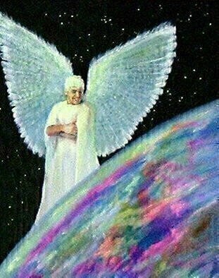 Michael Pickett: 'World Peace Angel', 2004 Acrylic Painting, Inspirational.  This Painting Glows in the dark. ...