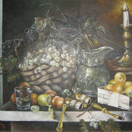 Nagy Alida: 'Still life oil painting', 1998 Oil Painting, Still Life. Artist Description:      Oil painting on canvas stretched on a wooden chassis.    ...
