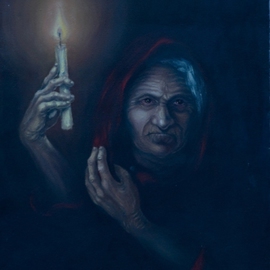 Olesya Novik: 'Old woman', 2005 Oil Painting, Portrait. Artist Description:  Old woman who looks at you without waiting for a something new in this life   ...
