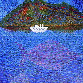 Andrey Moskaliov: 'white ship', 1996 Oil Painting, Ecological. 