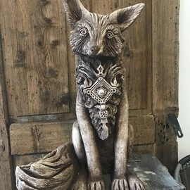 Kate Pawluskiewicz: 'Mr Fox', 2018 Other Sculpture, Animals. Artist Description: Polish Folk Regional Fox with Highlander Brooch limited edition concrete casting. ...