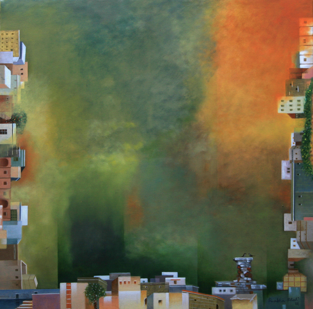 Artist Prabha Shah. 'Three Skies' Artwork Image, Created in 2011, Original Painting Oil. #art #artist