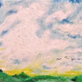 Karim Hetherington: 'beoley worcestershire', 2019 Oil Painting, Landscape. Artist Description: Panoramic oil landscape with impasto effects, signed original work on canvas...