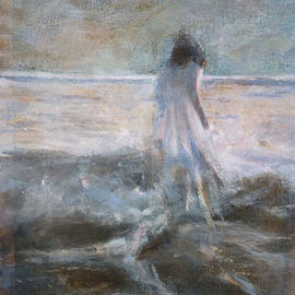 Pinheiro De Santamaria: 'Mysterious Woman', 2010 Oil Painting, Seascape. Artist Description:  Metaphysics Series. Humans and Sea Water  ...