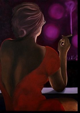 Peter Seminck: 'lady in red', 2019 Oil Painting, People. oil on canvas...