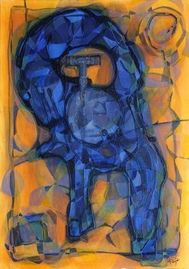 Lubomir Korenko: 'Dealing With the Nail in Your Head', 2015 Mixed Media, Abstract Figurative. mixed media on canvas techniques. the painting continue on the side of the painting. ...