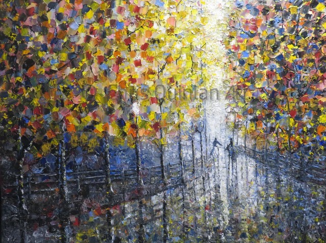 Chris Quinlan  'Autumnal Stroll', created in 2016, Original Painting Oil.