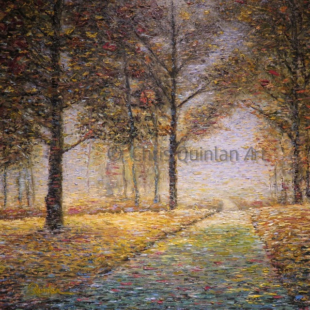 Chris Quinlan  'Park Days', created in 2017, Original Painting Oil.
