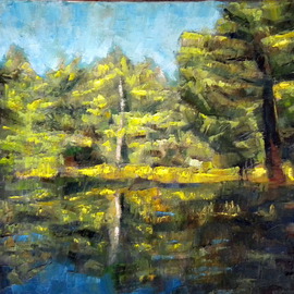 Dmitry Turovsky: 'Lake in Mohonk', 2014 Oil Painting, Landscape. Artist Description:  lake in a forest ( at Mohonk Mountain Home, NY)   ...