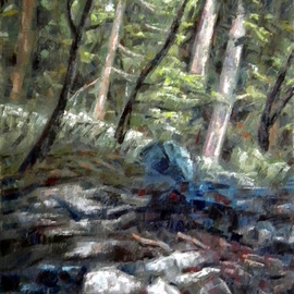 Dmitry Turovsky: 'Mohonk Waterfall', 2014 Oil Painting, Landscape. Artist Description:  waterfall in the forest ( at Mohonk Mountain Home, NY)  ...