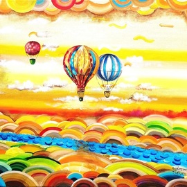 Radosveta Zhelyazkova: 'fly high with your dreams', 2018 Oil Painting, Surrealism. Artist Description: READY TO HANGONE- OF- A- KINDDetails:  Name: Fly high with your dreams  Artist: Radosveta Zhelyazkova  Medium: Professional oil paint, UV protected varnish on canvas  Size: 60 x 70 x 1. 5 cm  100   handmade artwork  Style: Naive Art, Radism  Date of creation: February 2018  Comes with ...