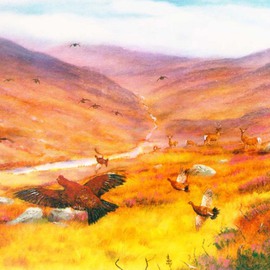 Roger Farr: 'Highland Wildlife', 2002 Acrylic Painting, Inspirational. Artist Description: After a visit to the Scotish Highlands I was inspired to capture some of the wonderful landscape and wildlife that still flourish there. ...