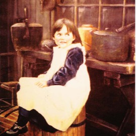 Roger Farr: 'Sitting Pretty', 1988 Oil Painting, Portrait. Artist Description: A portrait of a young girl at the famous Ironbridge Gorge Museam in shopshire. Grand daughter of the then manager. Prints only. 10 x 12....