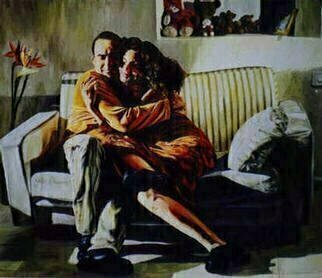 Raphael Perez: 'My brother and his wife', 1998 Oil Painting, Family. 