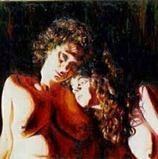 Raphael Perez: 'Two women', 1998 Oil Painting, Love. relationship...