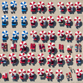 Raf Willems: 'american beach', 2019 Color Photograph, Beach. Artist Description: Beach umbrellas set up as an American flag, for the 4th of July.   Acrylic Print, ready to hang.  Limited Edition of 100 prints. ...