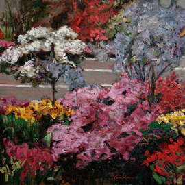 Raida Must: 'raidamust', 2011 Oil Painting, Floral. 
