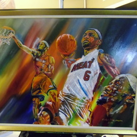 Ralph Megginson: 'lebron james', 2017 Acrylic Painting, Abstract Figurative. Artist Description: Abstract painting of Lebron James...