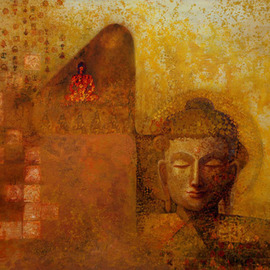 Ram Thorat: 'Enlightened Buddha', 2011 Acrylic Painting, Spiritual. Artist Description:   Indian contemporary art, spiritual art, Buddha Paintings, painting on Buddha life,   ...