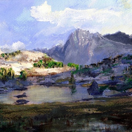 Randy Sprout Artwork High Lake, 2015 Acrylic Painting, Mountains