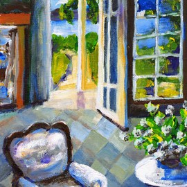 Randy Sprout: 'White Chair Nantucket', 2008 Acrylic Painting, Interior. Artist Description:  I was trying to paint the differing light from interior as the exterior light streamed into our cottage. ...