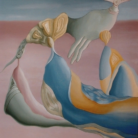 Raquel Davidovici: 'circulante', 1987 Oil Painting, Surrealism. 
