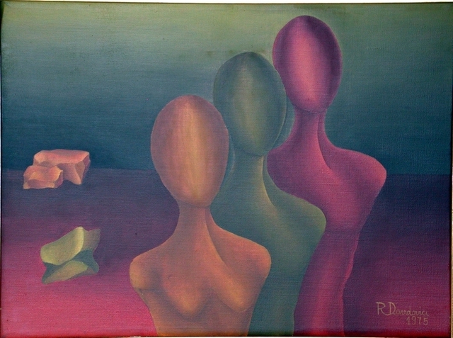 Artist Raquel Davidovici. 'Figuras Solitarias' Artwork Image, Created in 1973, Original Painting Oil. #art #artist