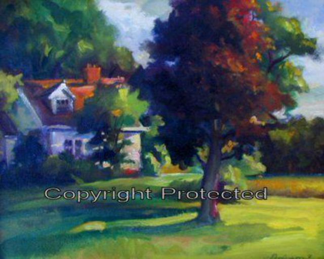 Ron Anderson  'House With A Red Tree', created in 2003, Original Painting Oil.