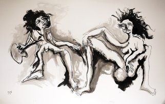 Raul Canestro Caballero: 'THE PAINTER AND THE MODEL', 2015 Ink Painting, Abstract Figurative. Painting Ink and Watercolor on paper Arches 356 g/ m2                                                                   ...