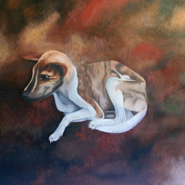 Rebeca Calvogomez Artwork On Humanit II, 2010 Oil Painting, Dogs