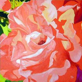 Renee Rutana: 'True Love', 2006 Acrylic Painting, Floral. Artist Description: An up close view of a rose, almost abstract- looking. The colors are even nicer in real life. My camera couldn' t capture the subtle blendings of the colors. This is on a thick ( 1 3/ 8) gallery wrapped canvas with the painting extending out to the edges....