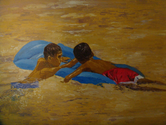 Reynaldo Gatmaitan  'Friends', created in 2010, Original Painting Oil.