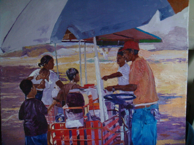 Reynaldo Gatmaitan  'The Vendors', created in 2011, Original Painting Oil.