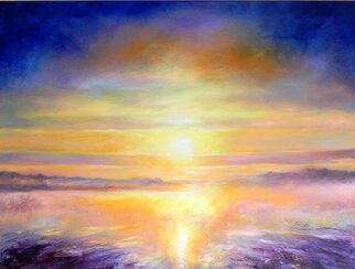 Richard Freer: 'pitsford water sunrise', 2020 Oil Painting, Expressionism. Sunset over Pitsford water...